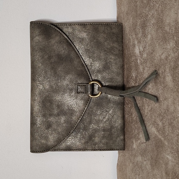 Anthropologie Metallic Envelope Clutch Bag with a Distressed Finish and a Tassel - Picture 2 of 10